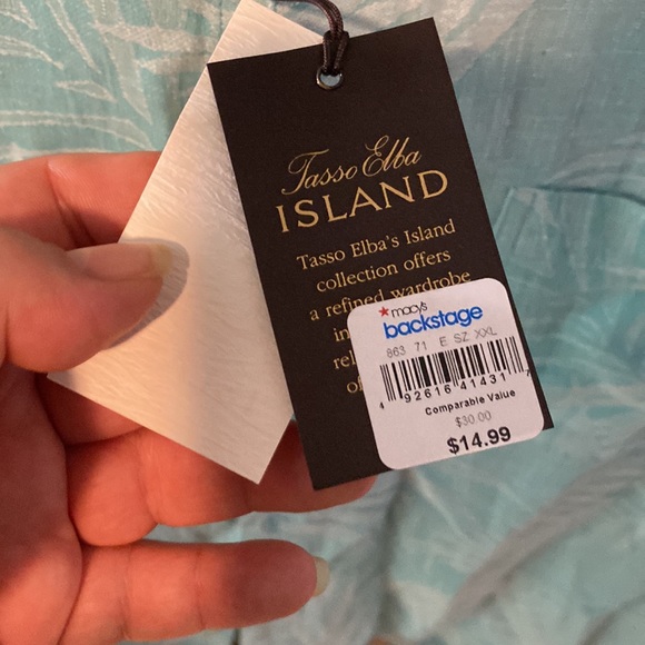 Men’s Tasso Elba brand Hawaiian button down linen shirt, size XXL. - Picture 5 of 6